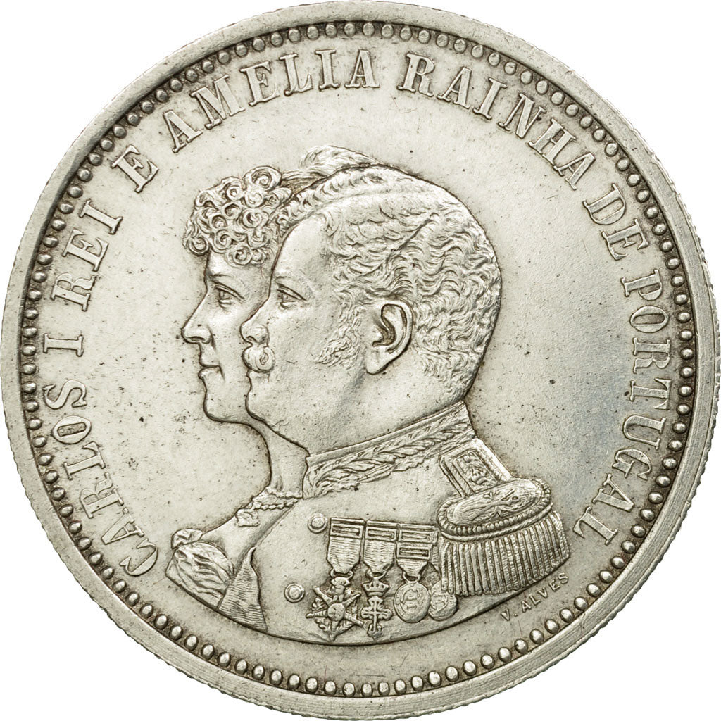 Coin, Portugal, Carlos I, 500 Reis, 1898, MS(60-62), Silver, KM:538