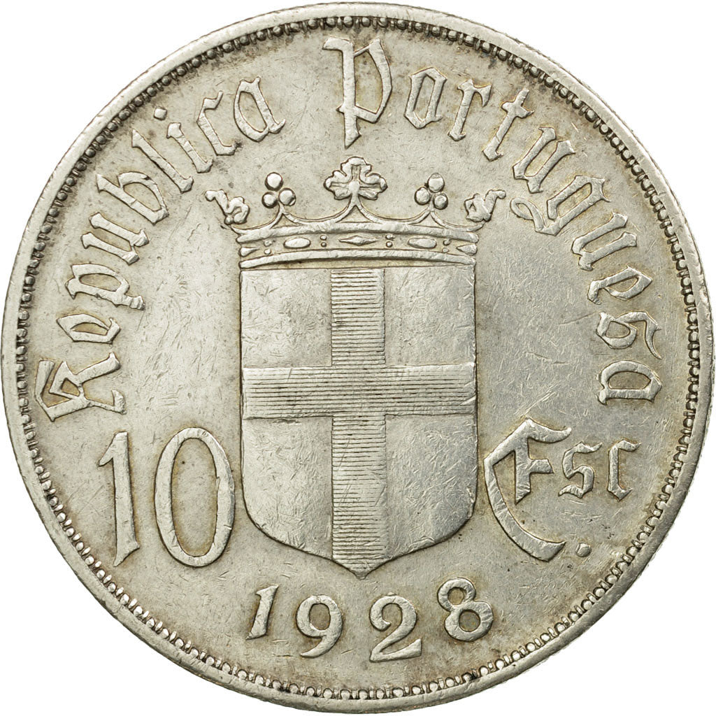 Coin, Portugal, 10 Escudos, 1928, EF(40-45), Silver, KM:579