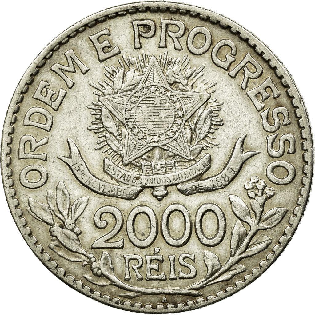 Moneta, Brasile, 2000 Reis, 1913, BB, Argento, KM:514