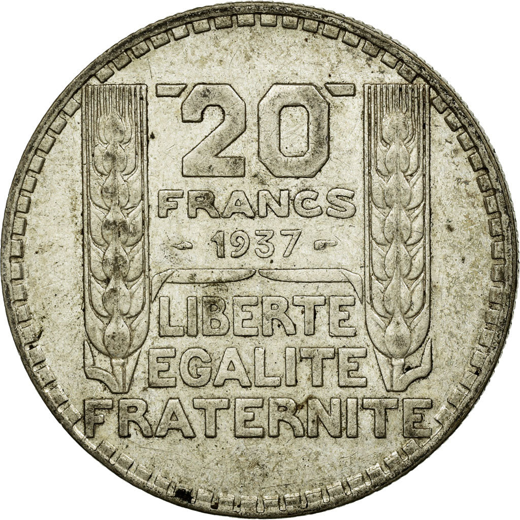 Münze, Frankreich, Turin, 20 Francs, 1937, Paris, SS, Silber, KM:879