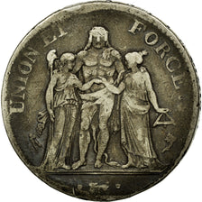 Coin, France, Union et Force, 5 Francs, 1795, Paris, VG(8-10), Silver, KM:639.1