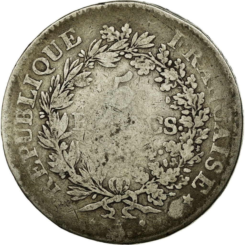 Coin, France, Union et Force, 5 Francs, 1795, Paris, VG(8-10), Silver, KM:639.1