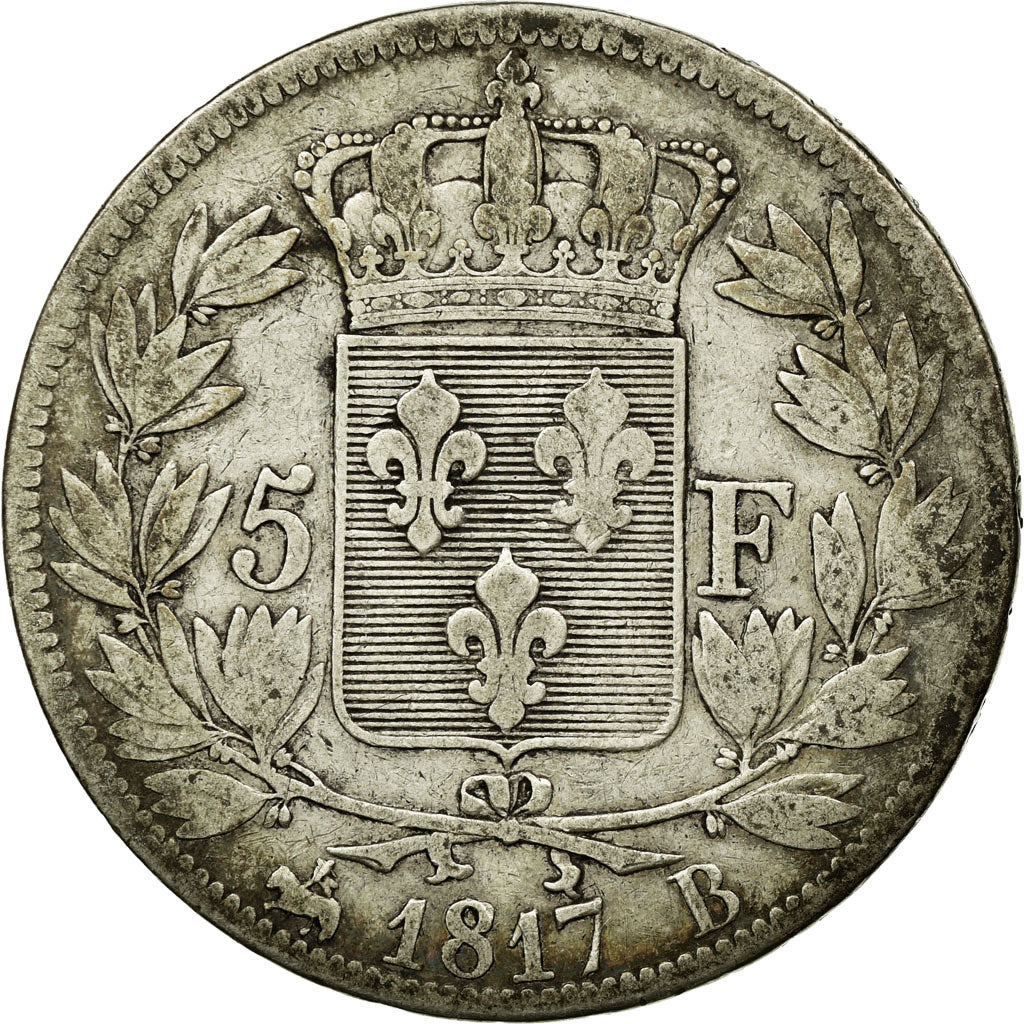Coin, France, Louis XVIII, 5 Francs, 1817, Rouen, VF(20-25)