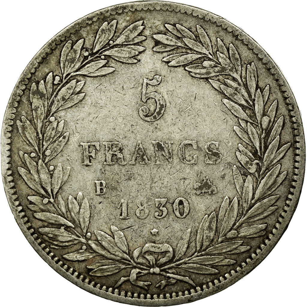 Munten, Frankrijk, Louis-Philippe, 5 Francs, 1830, Rouen, FR+, Zilver, KM:735.2