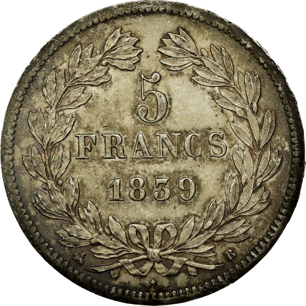 Münze, Frankreich, Louis-Philippe, 5 Francs, 1839, Rouen, VZ, Silber, KM:749.2
