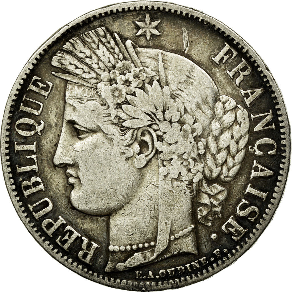 Moneta, Francia, Cérès, 5 Francs, 1849, Paris, MB+, Argento, KM:761.1