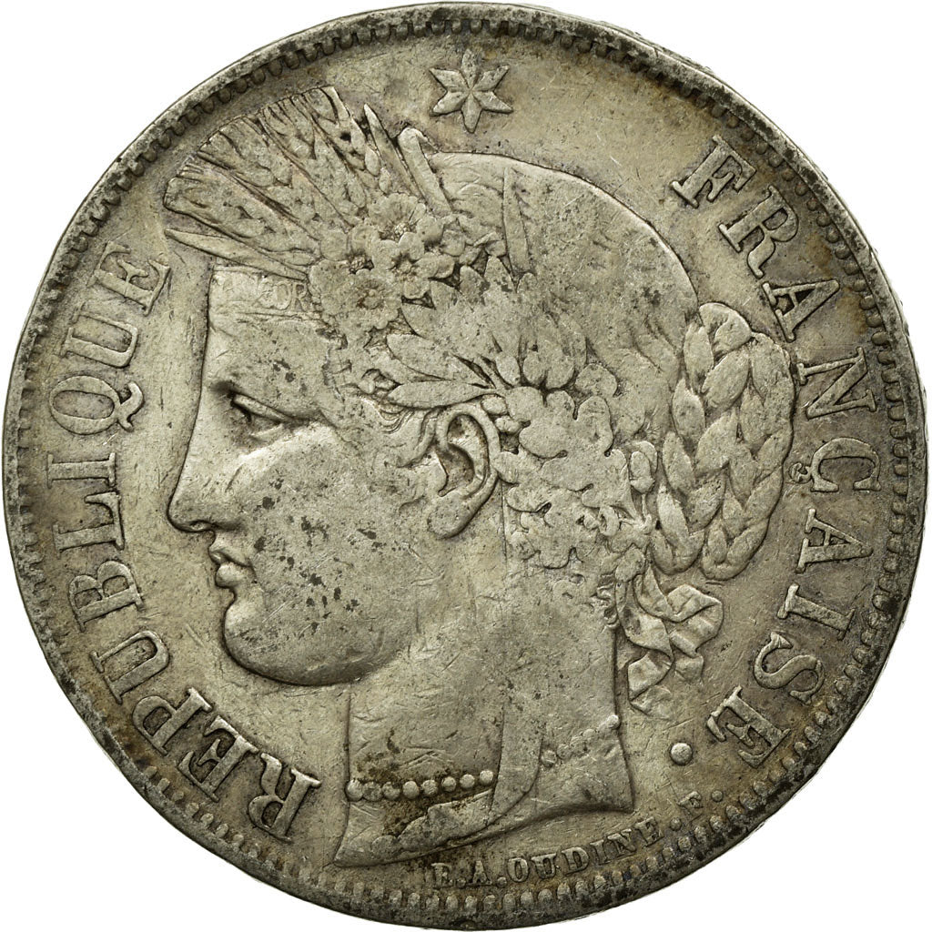 Coin, France, Cérès, 5 Francs, 1849, Strasbourg, VF(20-25), Silver, KM:761.2