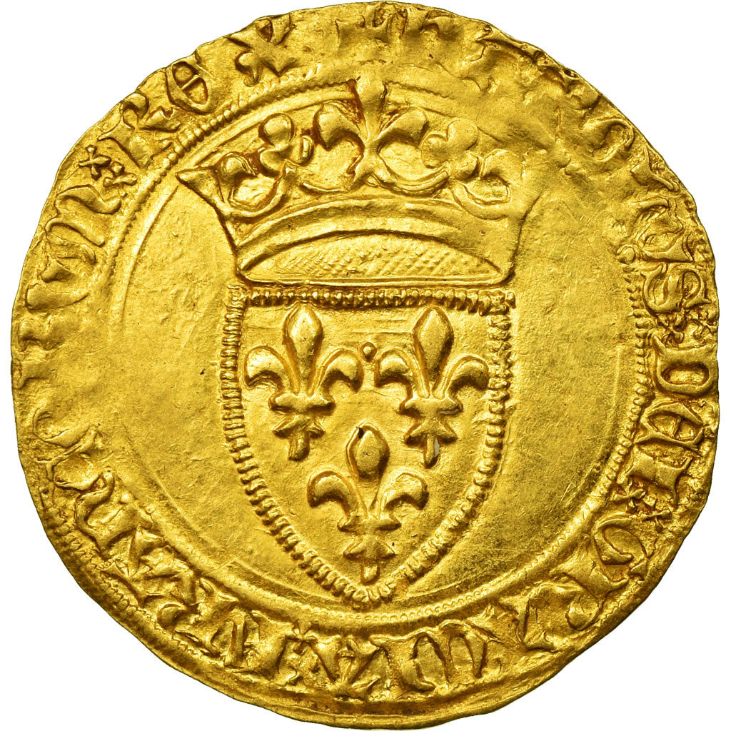 Moneda, Francia, Charles VI, Ecu d'or à la Couronne, Ecu d'or, 1394, MBC, Oro