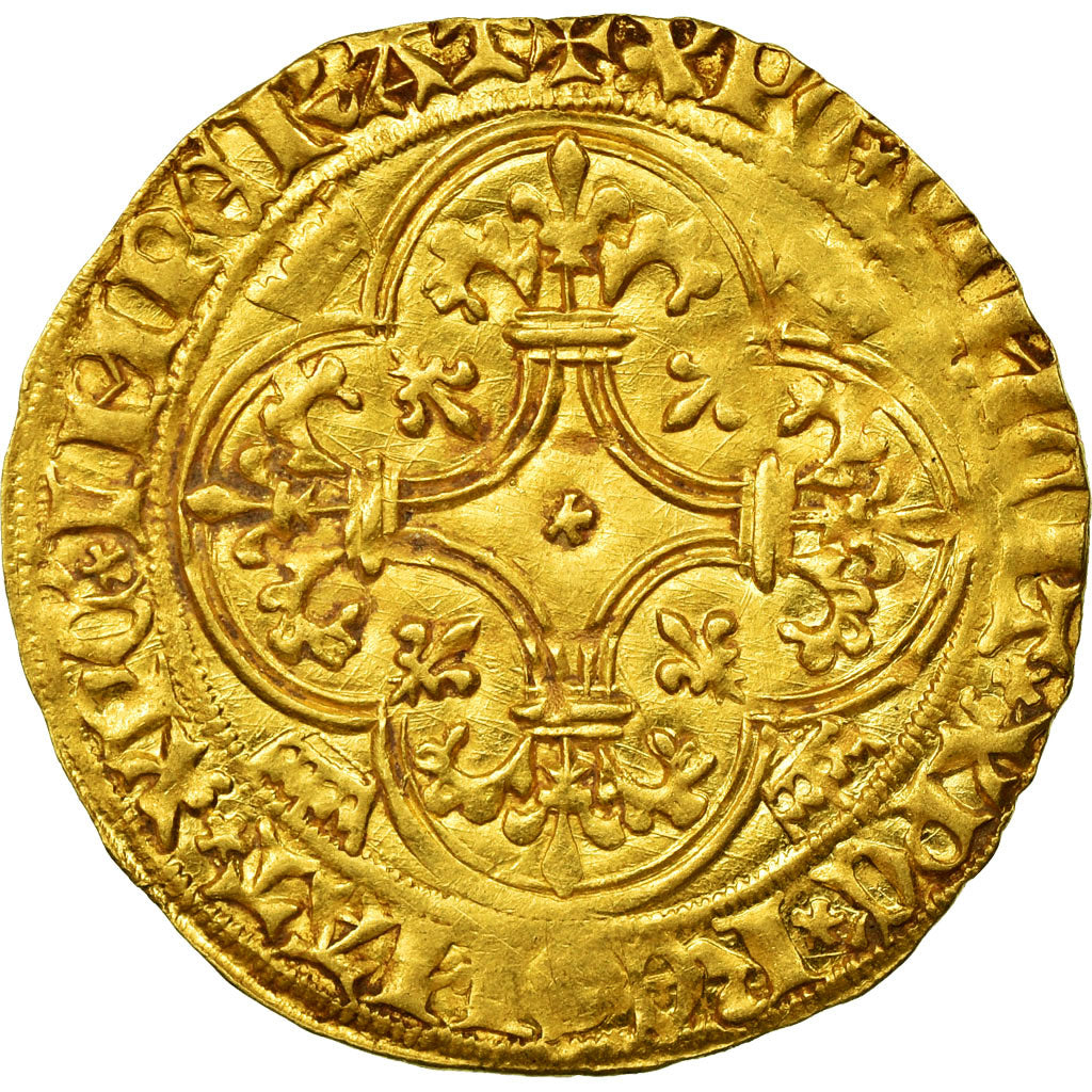 Moneda, Francia, Charles VI, Ecu d'or à la Couronne, Ecu d'or, 1394, MBC, Oro