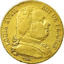Coin, France, Louis XVIII, 20 Francs, 1814, Perpignan, VF(30-35)