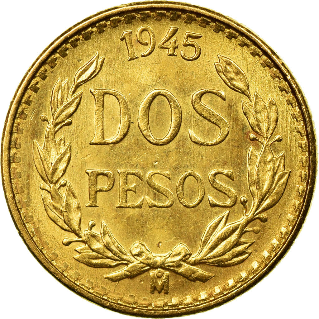 Moneta, Messico, 2 Pesos, 1945, Mexico City, SPL-, Oro, KM:461