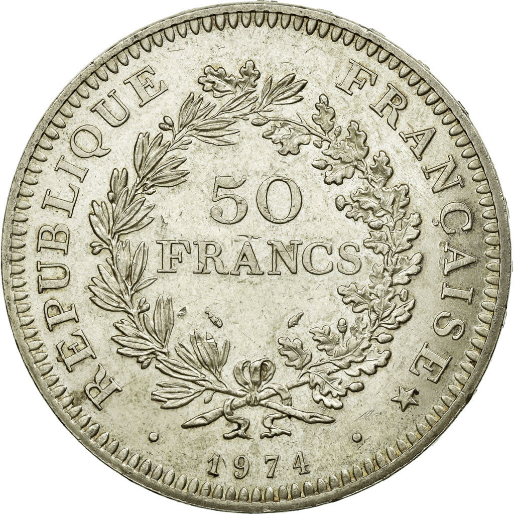 Coin, France, Hercule, 50 Francs, 1974, Avers 20 francs, EF(40-45), Silver
