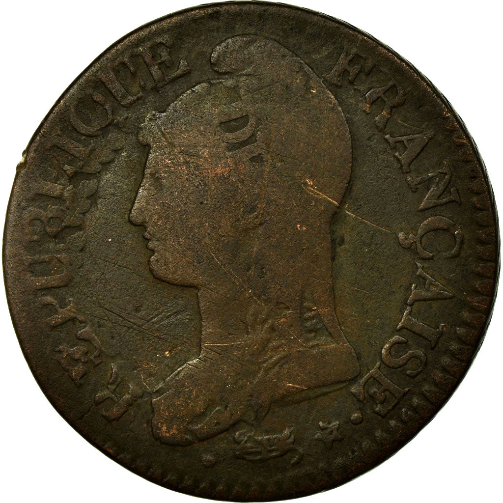 Coin, France, Dupré, 5 Centimes, 1796, Lyons, Surfrappe du Décime, VF(20-25)