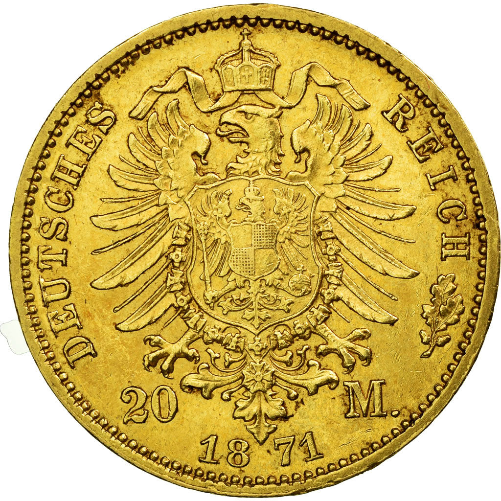 Moneda, Estados alemanes, PRUSSIA, Wilhelm I, 20 Mark, 1871, Berlin, EBC, Oro
