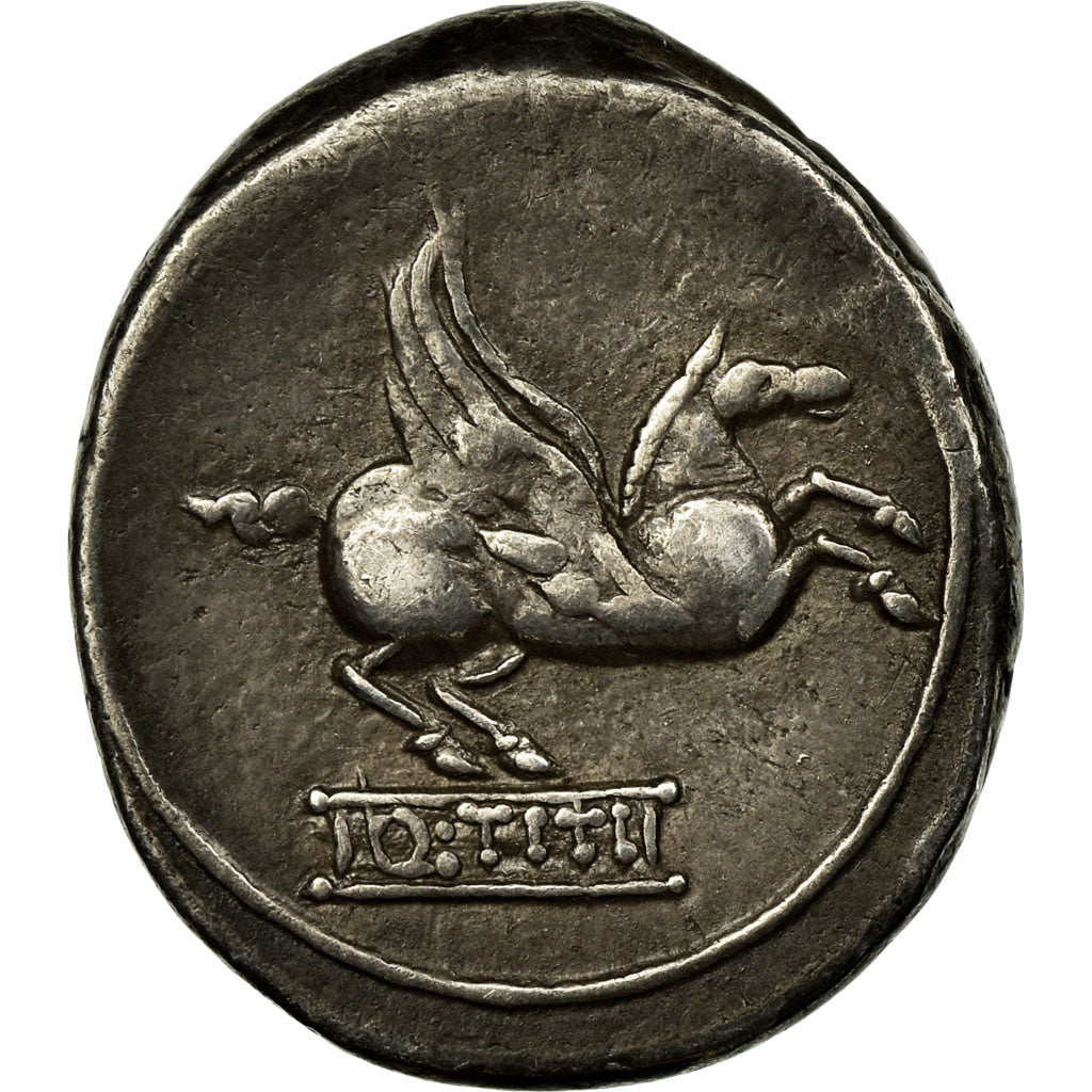 Coin, Titia, Denarius, 90 BC, Rome, EF(40-45), Silver, Crawford:341/1
