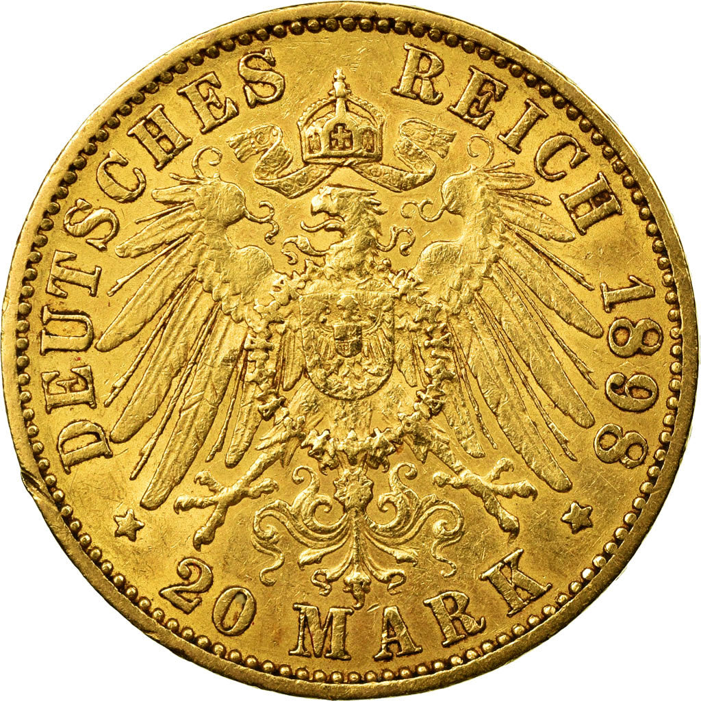 Moneda, Estados alemanes, PRUSSIA, Wilhelm II, 20 Mark, 1898, Berlin, MBC, Oro