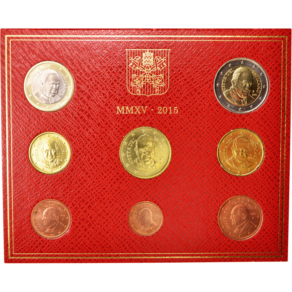 Vatican, 1 Cent to 2 Euro, 2015, MS, Bi-Metallic