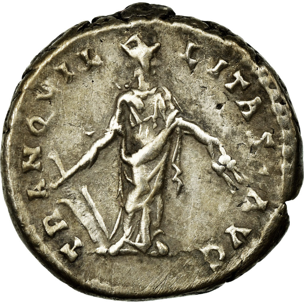 Moneda, Antoninus Pius, Denarius, 141-143, Rome, MBC+, Plata, RIC:100b
