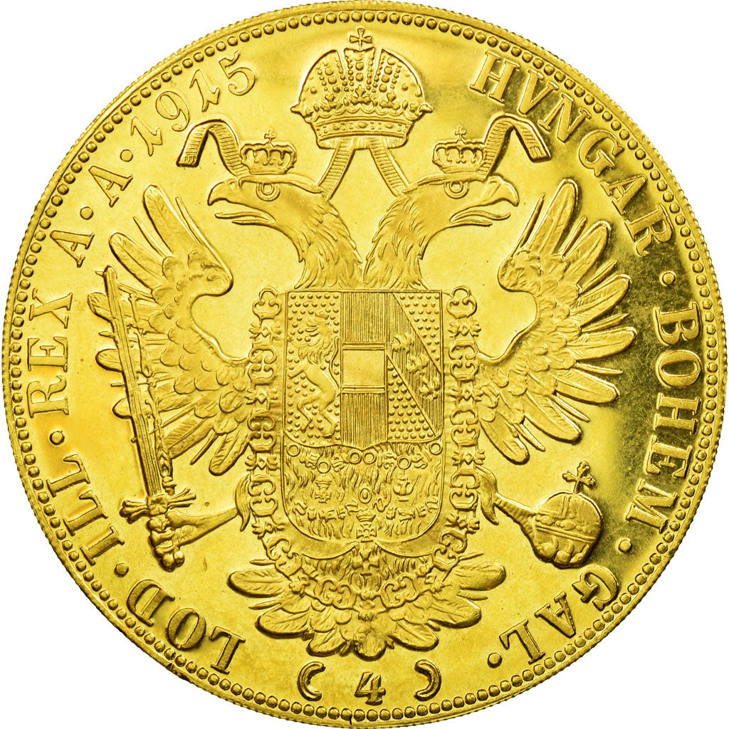 Moneta, Austria, Franz Joseph I, 4 Ducat, 1915, Vienna, Official restrike, SPL