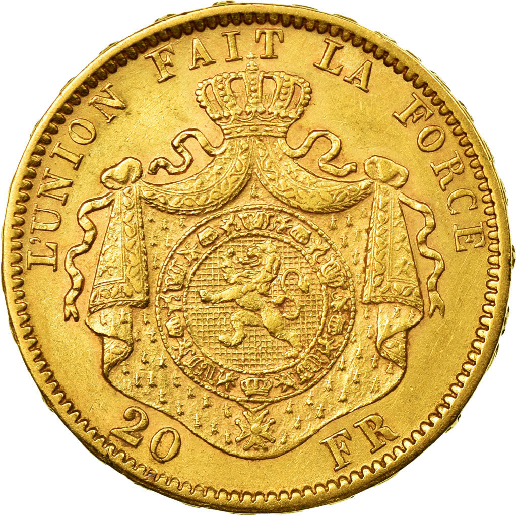 Munten, België, Leopold II, 20 Francs, 20 Frank, 1876, ZF+, Goud, KM:37