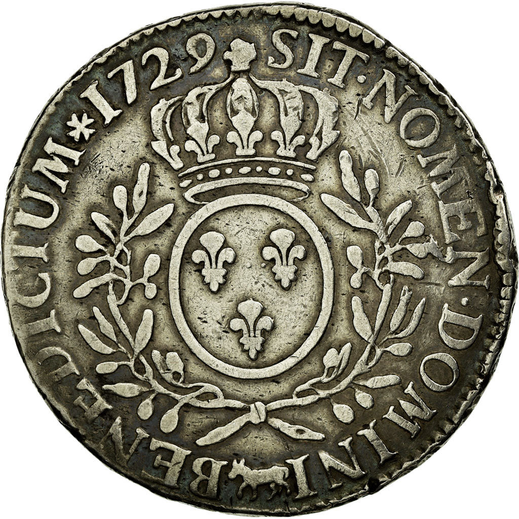 Coin, France, Louis XV, Écu de Béarn aux branches d'olivier, Ecu, 1729, Pau