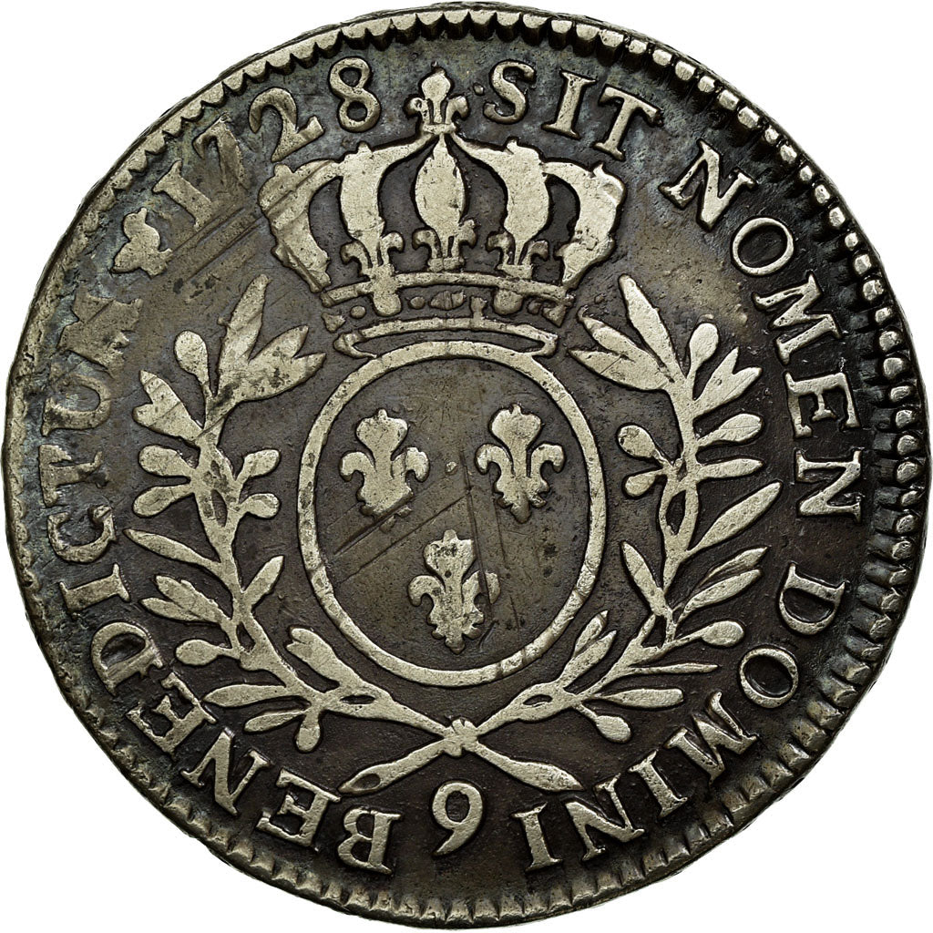 Monnaie, France, Louis XV, 1/2 Écu aux branches d'olivier, 1728, Rennes