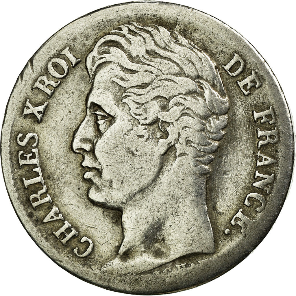Coin, France, Charles X, 1/2 Franc, 1828, La Rochelle, VF(30-35), Silver