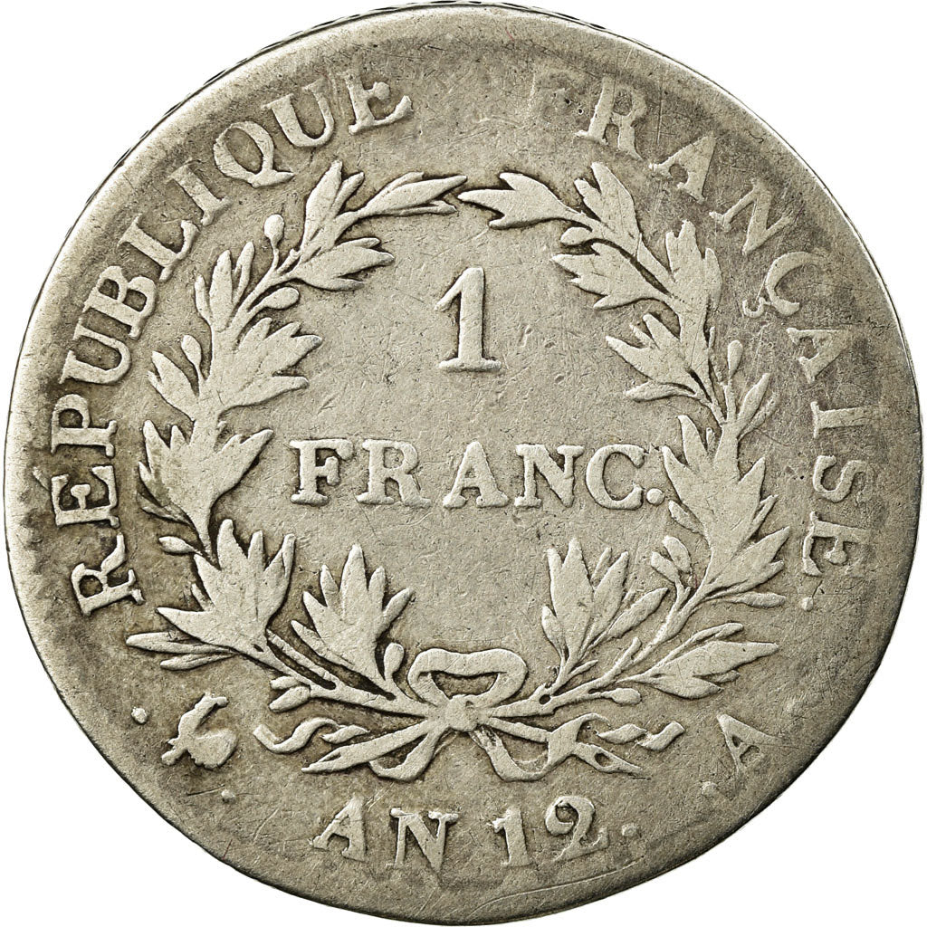 Moneda, Francia, Napoléon I, Franc, An 12, Paris, BC, Plata, KM:649.1