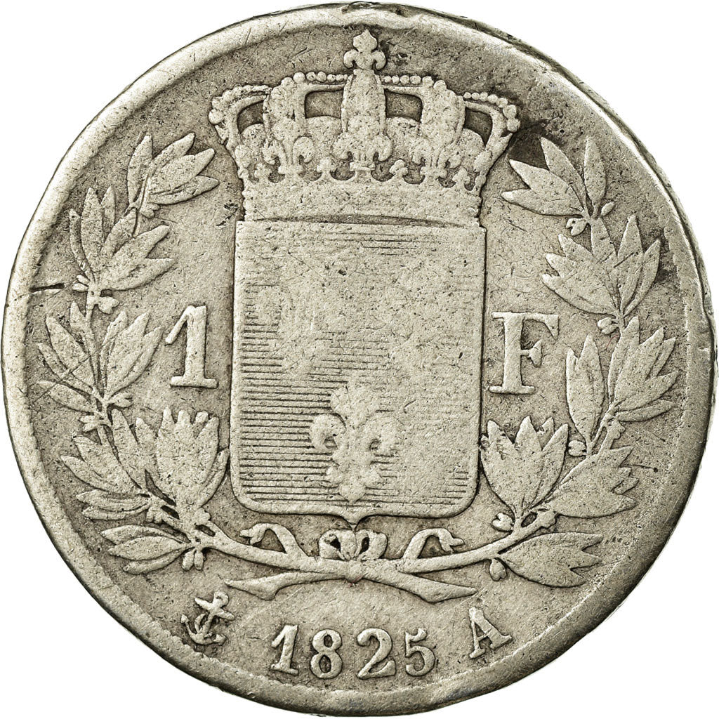 Coin, France, Charles X, Franc, 1825, Paris, F(12-15), Silver, KM:724.1