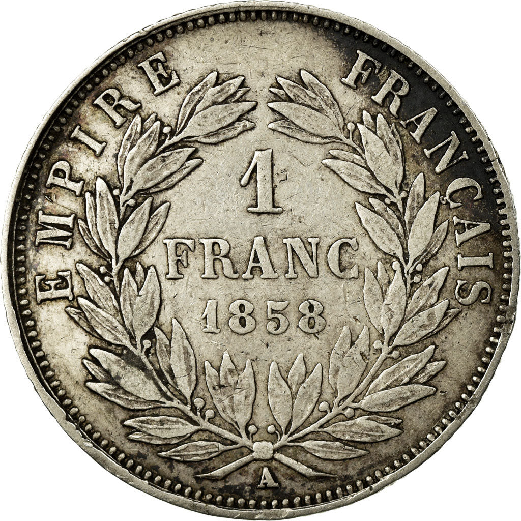 Coin, France, Napoleon III, Franc, 1858, Paris, VF(30-35), Silver