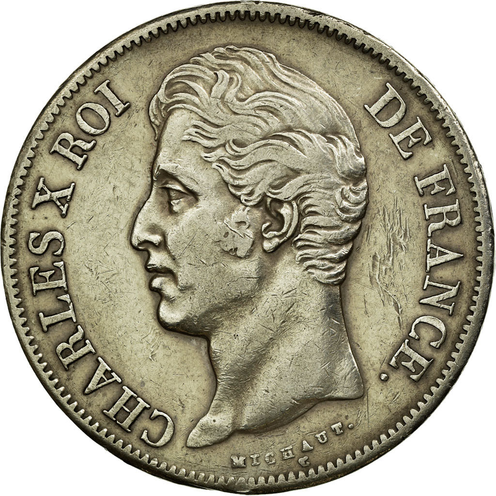 Coin, France, Charles X, 5 Francs, 1828, Lyons, VF(30-35), Silver, KM:728.4