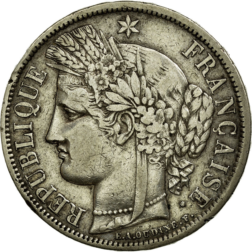 Coin, France, Cérès, 5 Francs, 1870, Bordeaux, VF(30-35), Silver, KM:818.2
