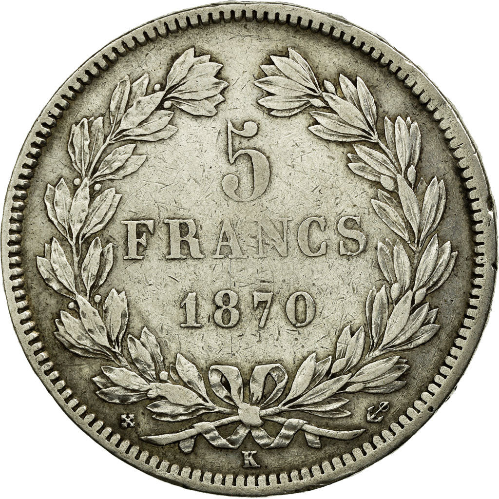 Coin, France, Cérès, 5 Francs, 1870, Bordeaux, VF(30-35), Silver, KM:818.2
