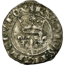 Coin, France, Charles VI, Florette, 1419, Paris, EF(40-45), Billon