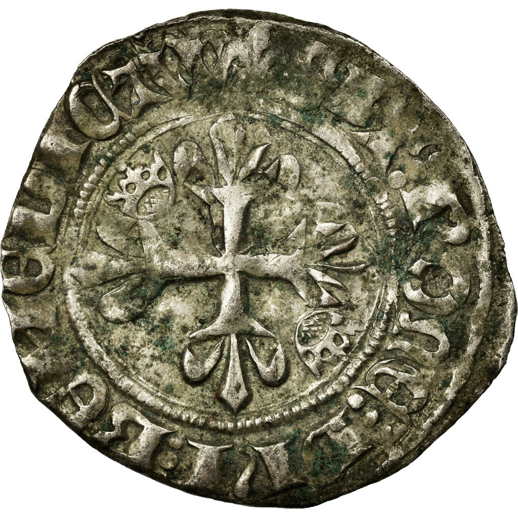 Coin, France, Charles VI, Florette, 1419, Paris, EF(40-45), Billon
