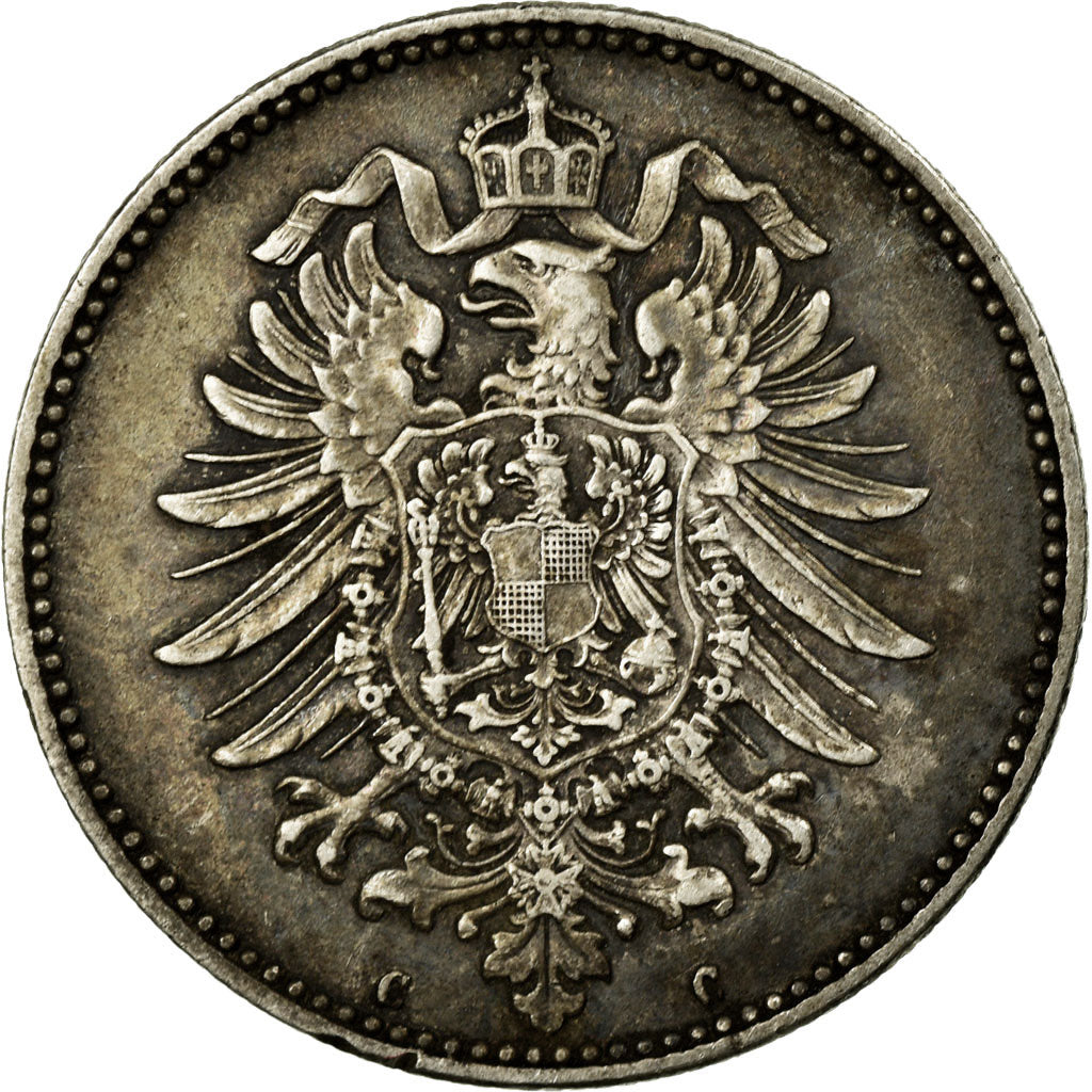 Coin, GERMANY - EMPIRE, Wilhelm I, Mark, 1875 C, Frankfurt, AU(55-58), Silver