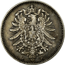 Coin, GERMANY - EMPIRE, Wilhelm I, Mark, 1875 C, Frankfurt, AU(55-58), Silver