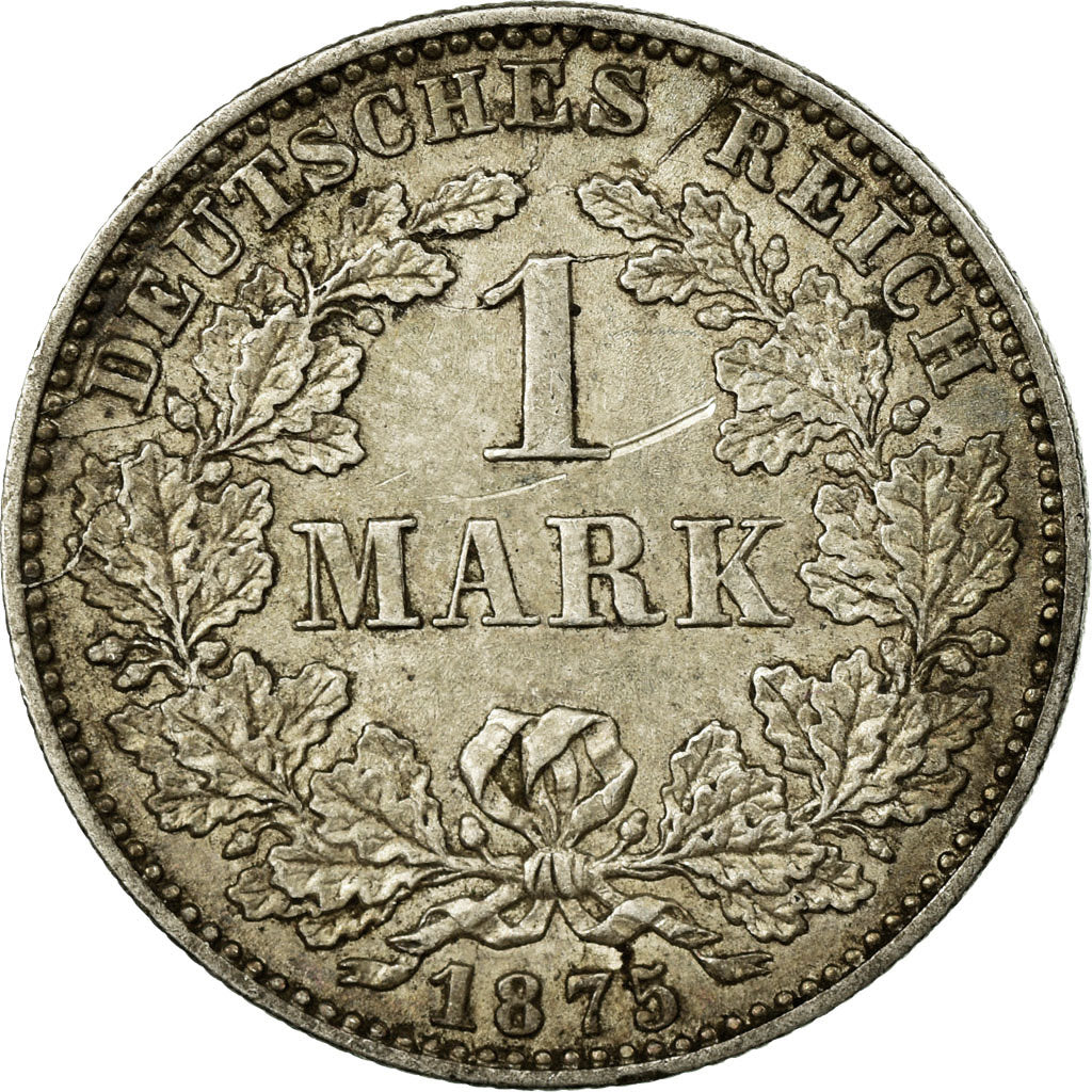 Coin, GERMANY - EMPIRE, Wilhelm I, Mark, 1875 C, Frankfurt, AU(55-58), Silver