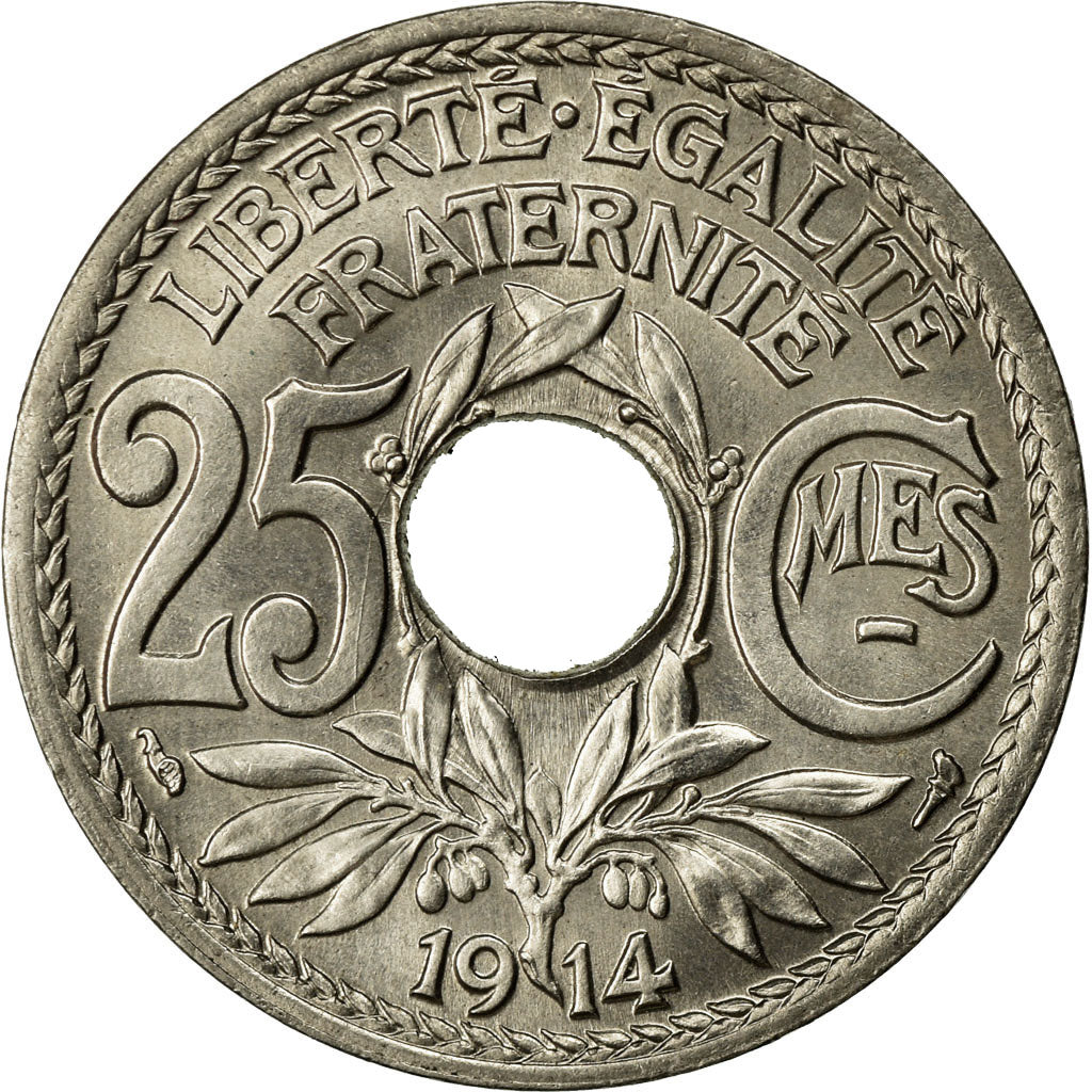 Coin, France, Lindauer, 25 Centimes, 1914, MS(63), Nickel, KM:867, Gadoury:379