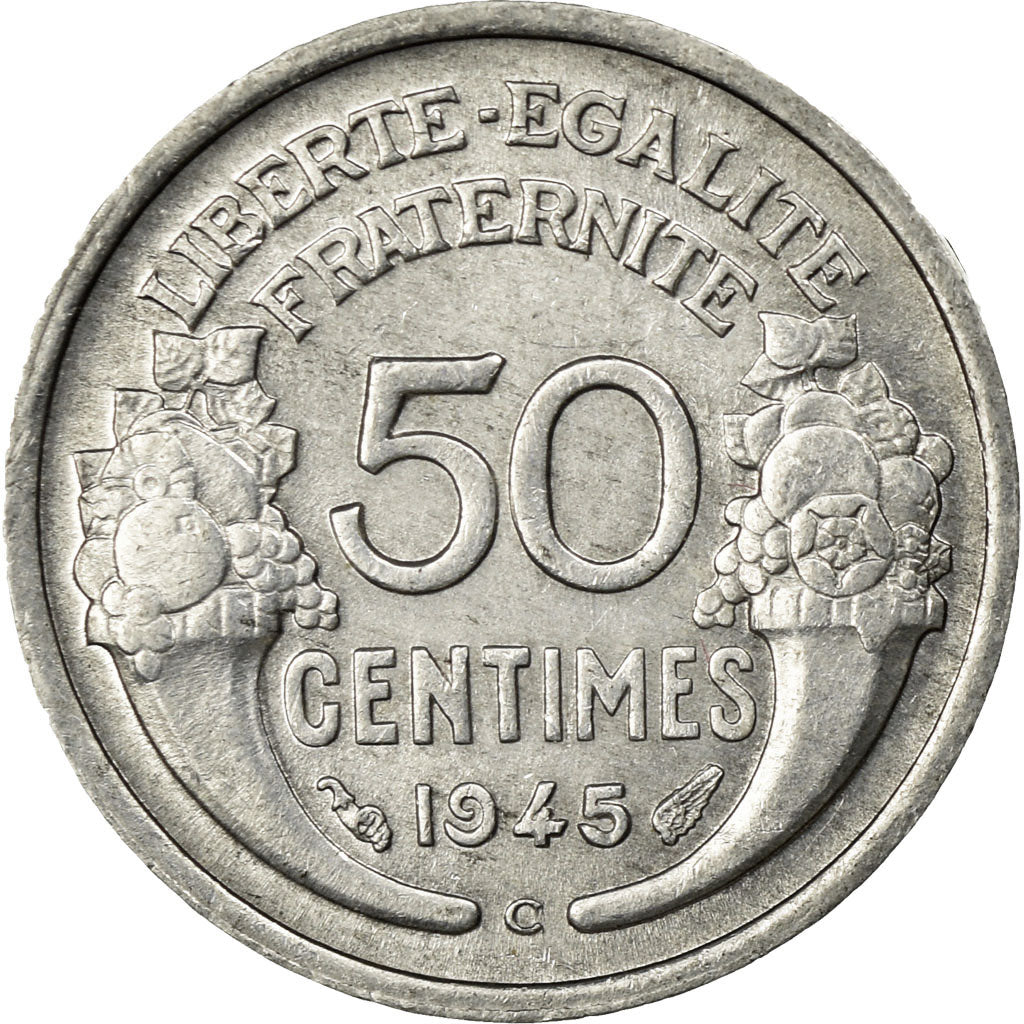 Münze, Frankreich, Morlon, 50 Centimes, 1945, Castelsarrasin, VZ+, Aluminium