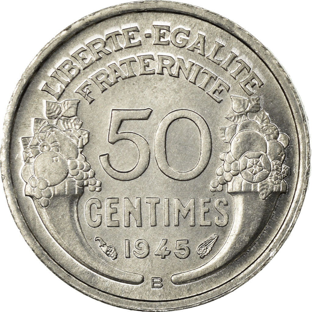 Coin, France, Morlon, 50 Centimes, 1945, Beaumont - Le Roger, MS(64), Aluminum