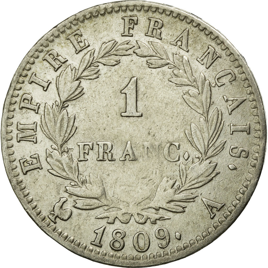 Coin, France, Napoléon I, Franc, 1809, Paris, EF(40-45), Silver, KM:692.1