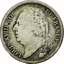Moneda, Francia, Louis XVIII, Louis XVIII, 1/2 Franc, 1822, Paris, BC, Plata