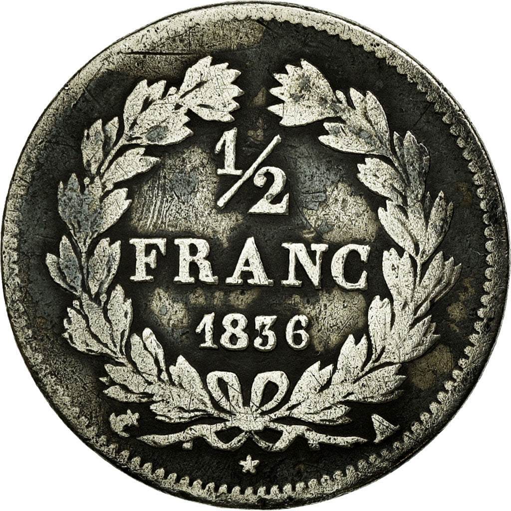 Münze, Frankreich, Louis-Philippe, 1/2 Franc, 1836, Paris, SGE, Silber