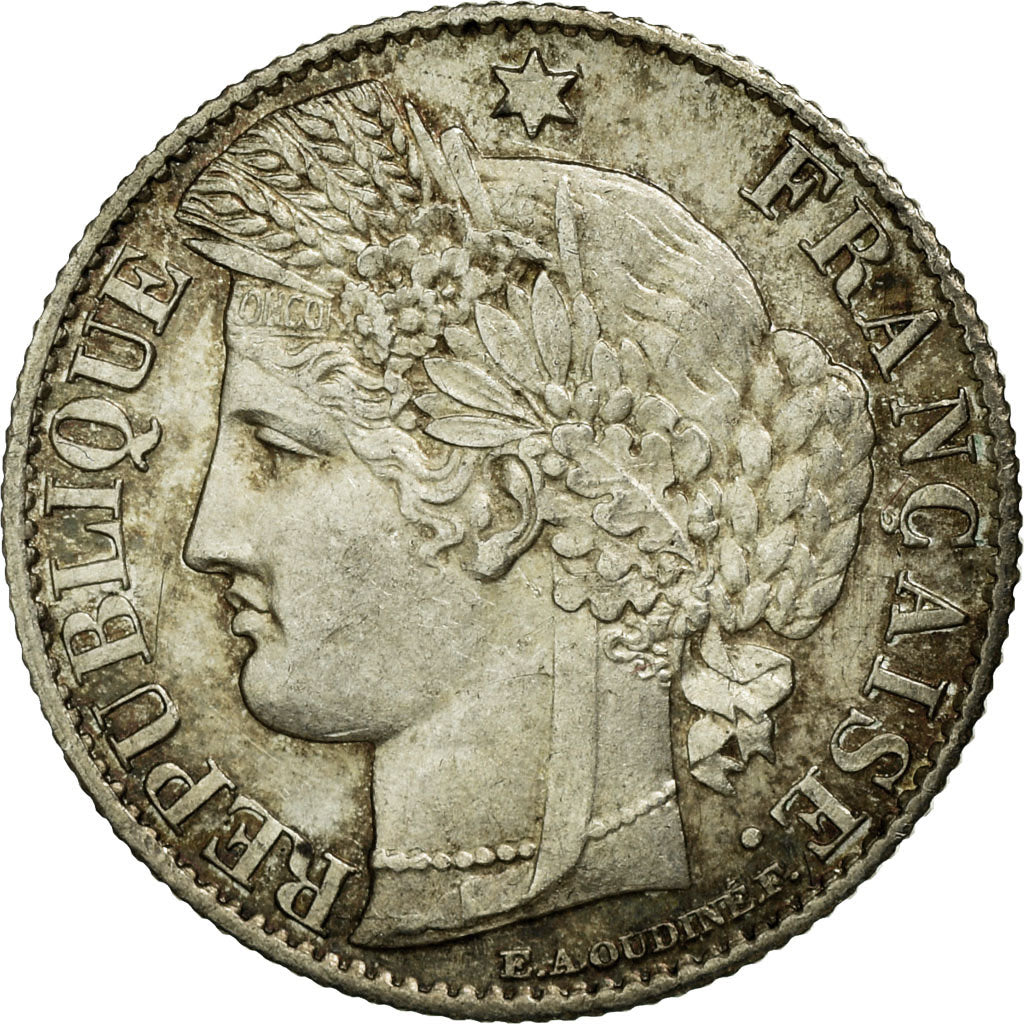 Moneta, Francja, Cérès, 50 Centimes, 1872, Paris, MS(60-62), Srebro, KM:834.1