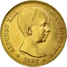 Coin, Spain, Alfonso XIII, 20 Pesetas, 1887, Madrid, Restrike, MS(63), Gold