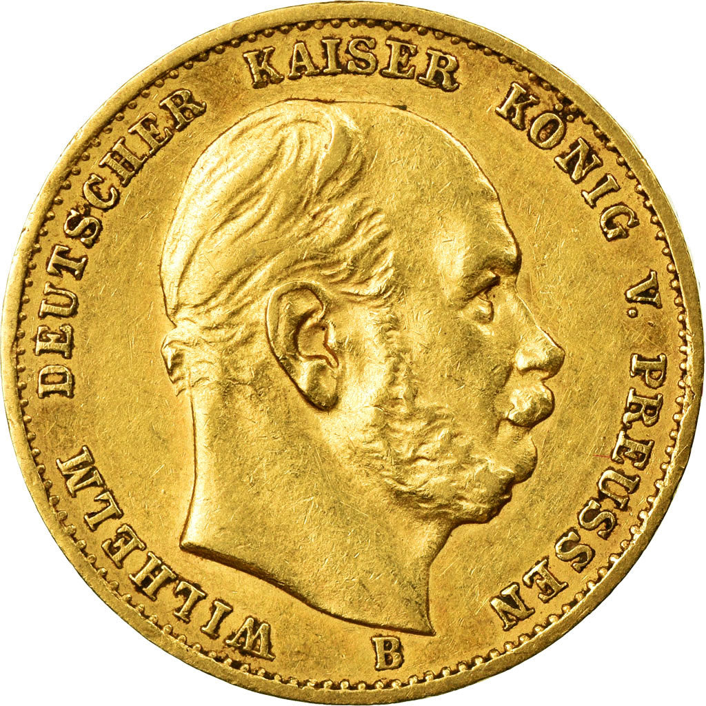 Münze, Deutsch Staaten, PRUSSIA, Wilhelm I, 10 Mark, 1874, Bayreuth, SS+, Gold