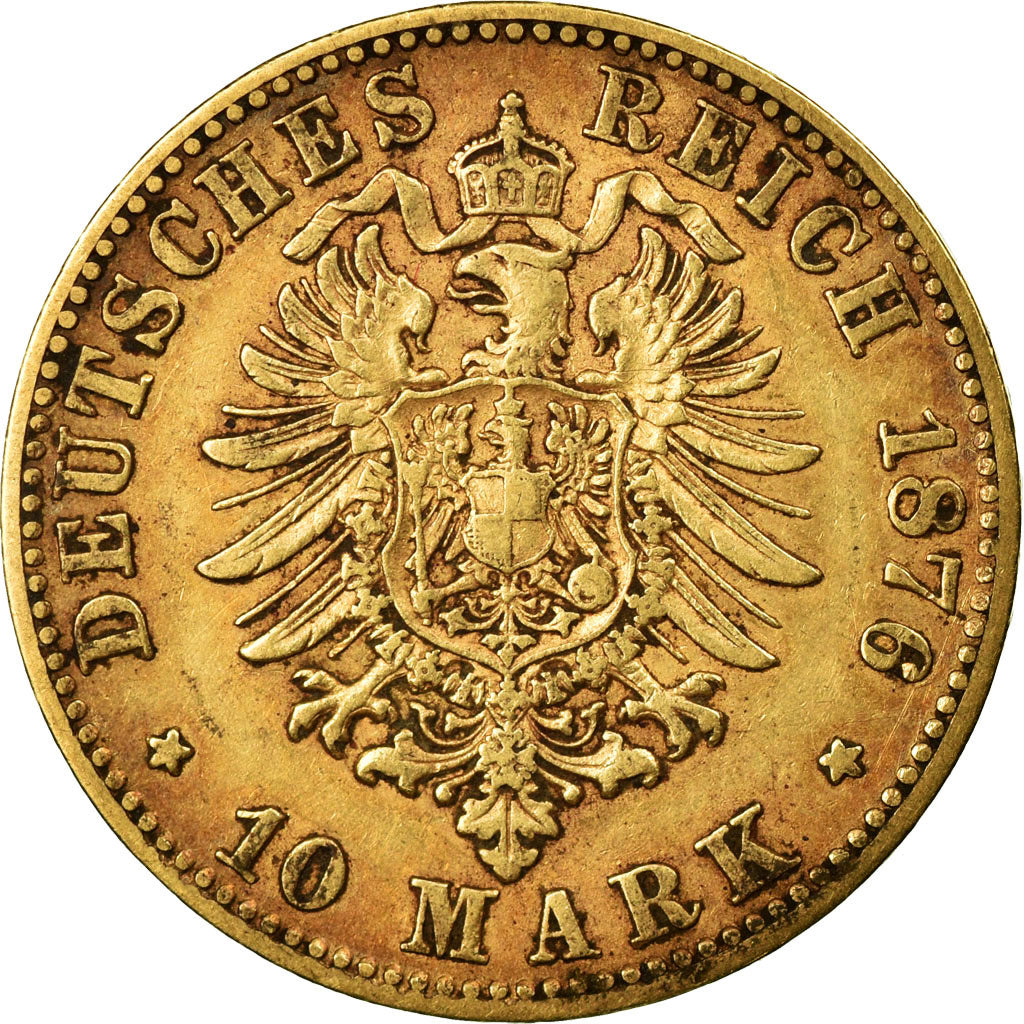 Moneta, Stati tedeschi, WURTTEMBERG, Karl I, 10 Mark, 1876, Freudenstadt, BB