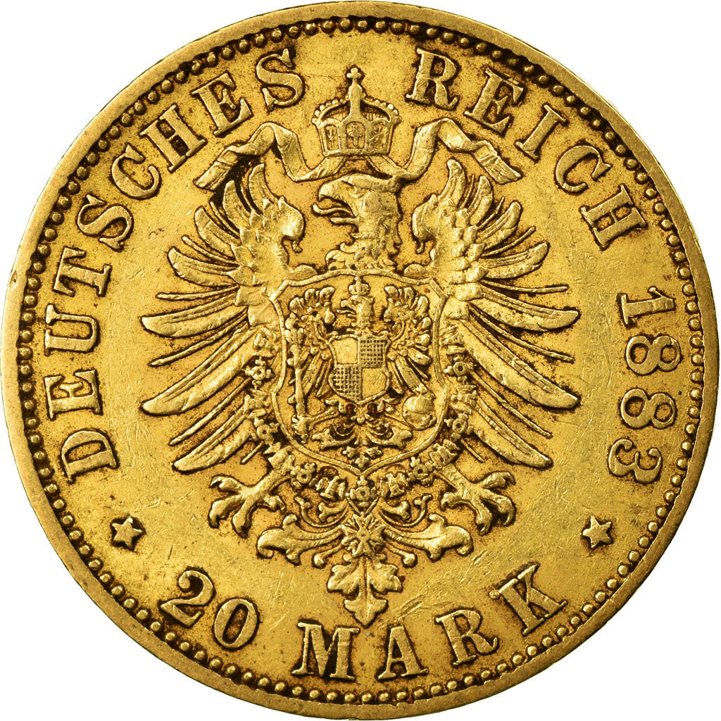 Moneda, Estados alemanes, PRUSSIA, Wilhelm I, 20 Mark, 1883, Berlin, MBC, Oro