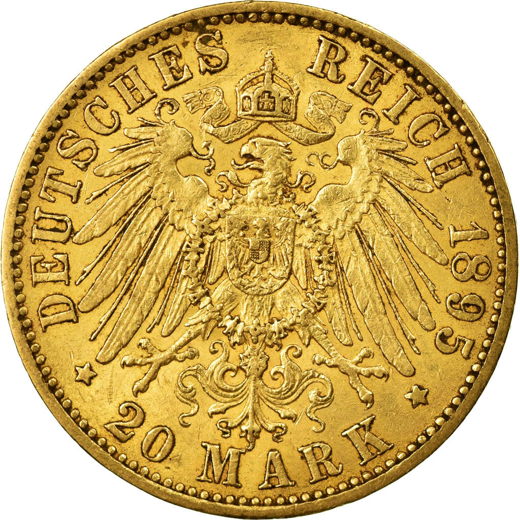 Moneda, Estados alemanes, PRUSSIA, Wilhelm II, 20 Mark, 1895, Berlin, MBC, Oro